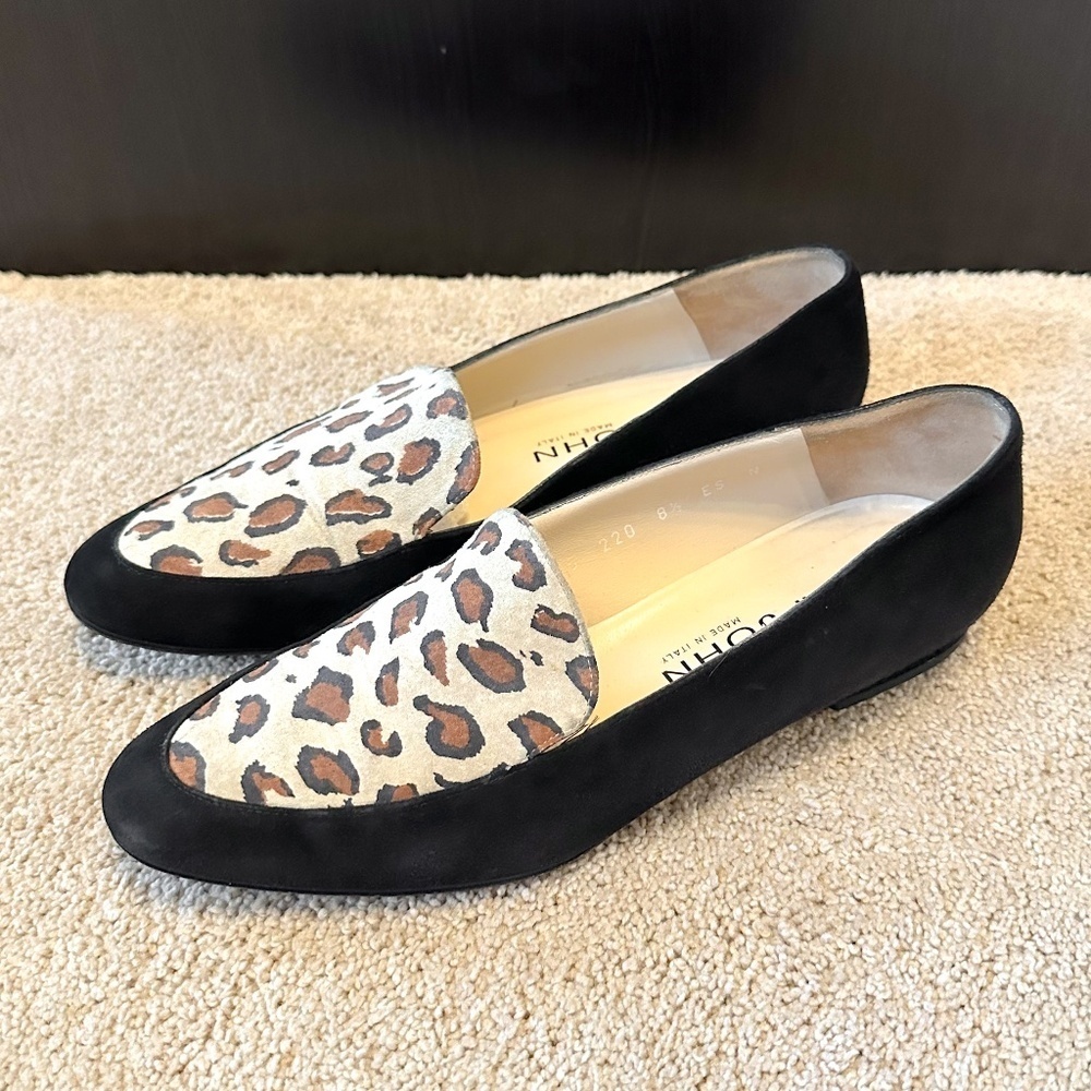St. John Leopard Suede Loafers